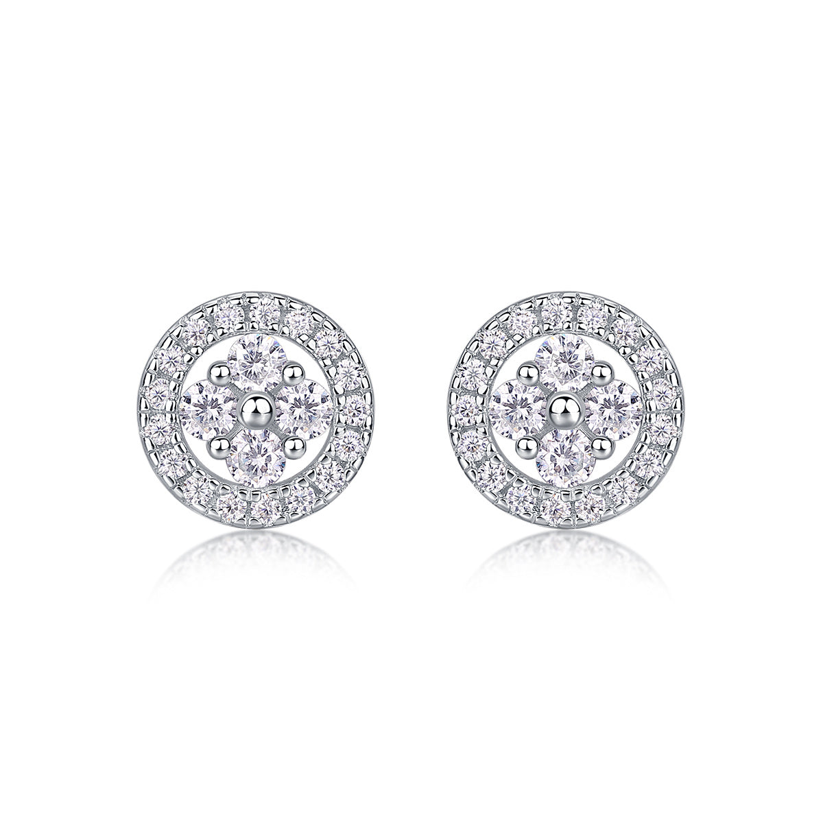 Silver Osmanthus -  Diamond Earrings With Moissanite S925 Sterling Silver And Platinum-plated Stud Earrings