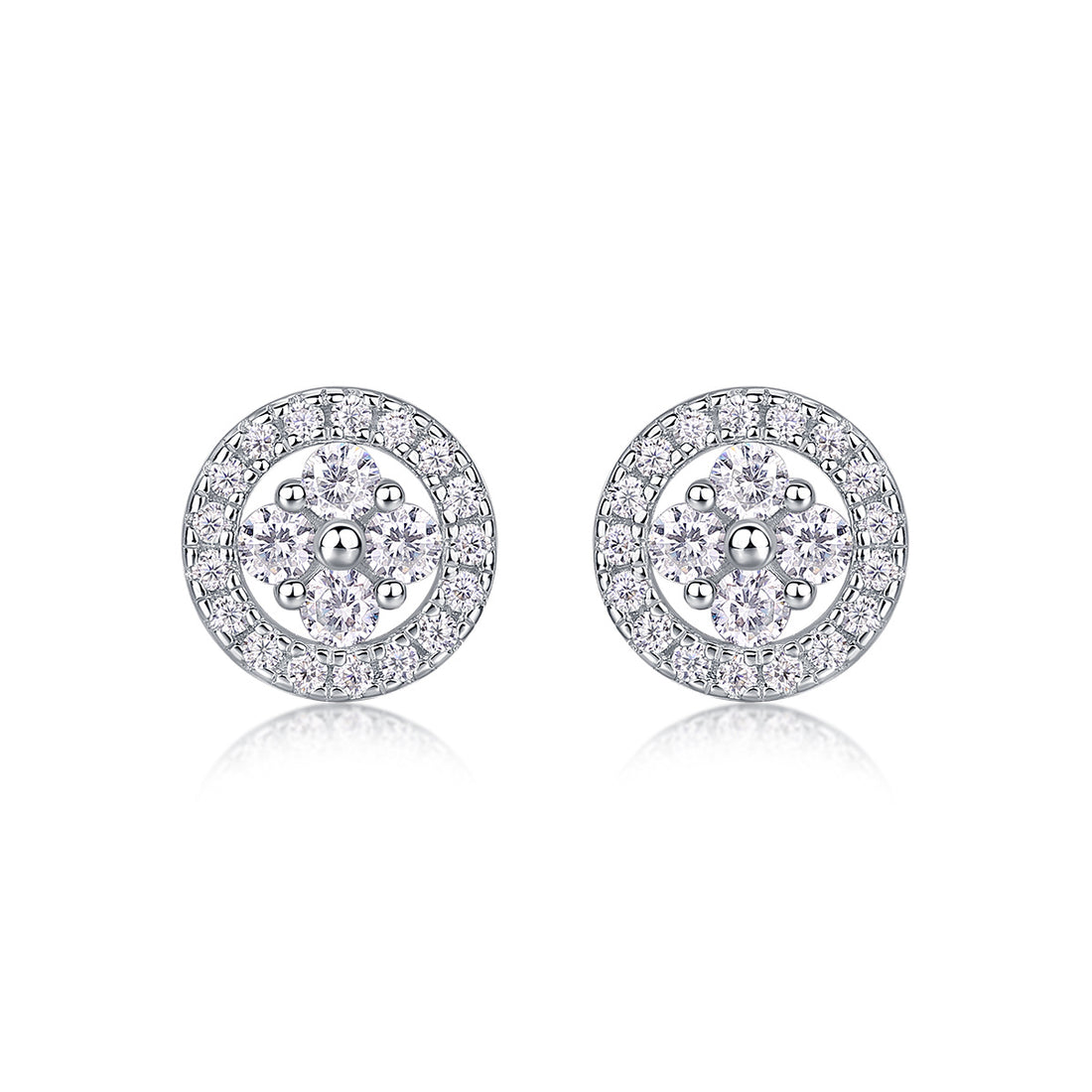 Silver Osmanthus -  Diamond Earrings With Moissanite S925 Sterling Silver And Platinum-plated Stud Earrings