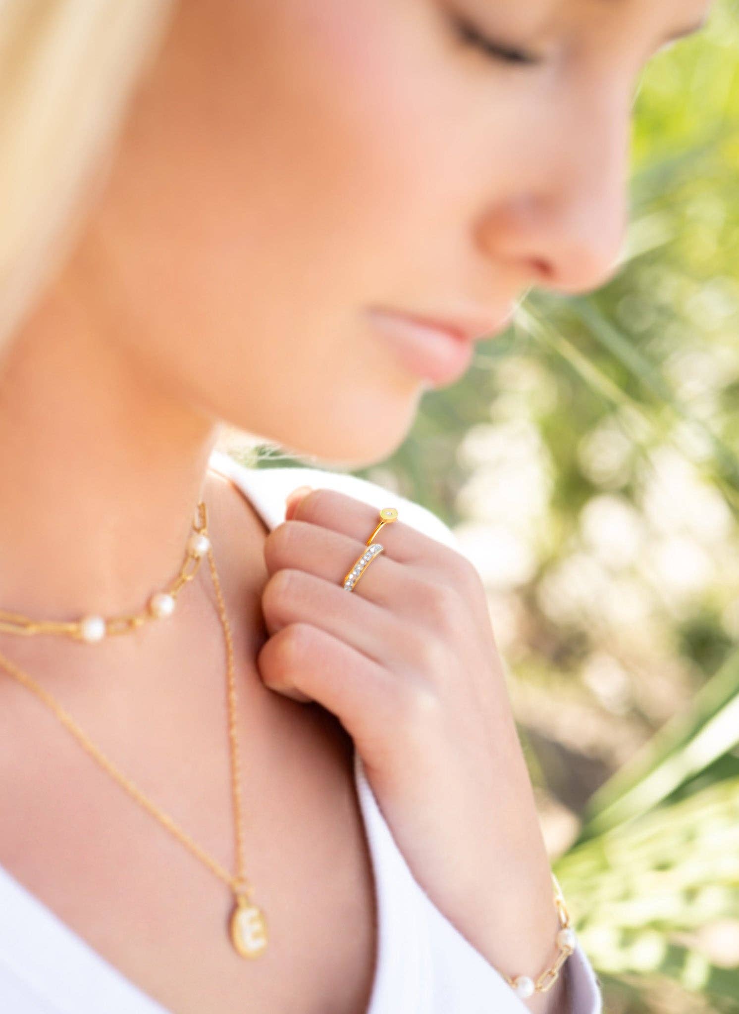 18K Gold PVD Steel Station Pearl Paperclip Chain Necklace