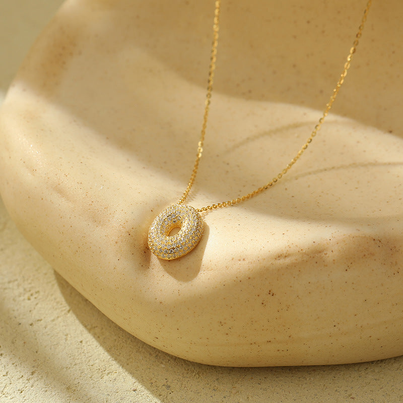 Stainless Steel Bubble Letter Initial Pendant