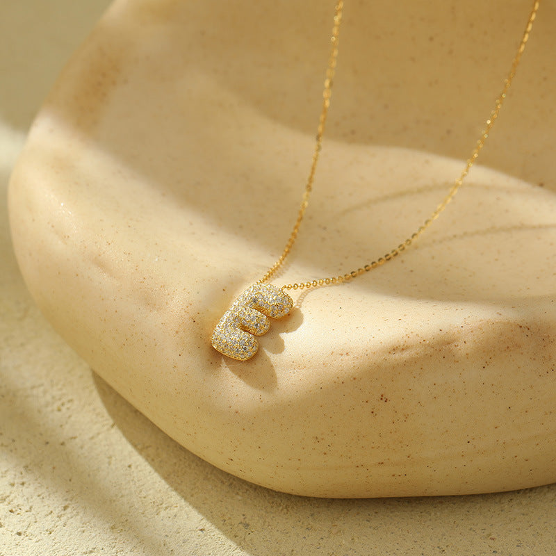 Stainless Steel Bubble Letter Initial Pendant