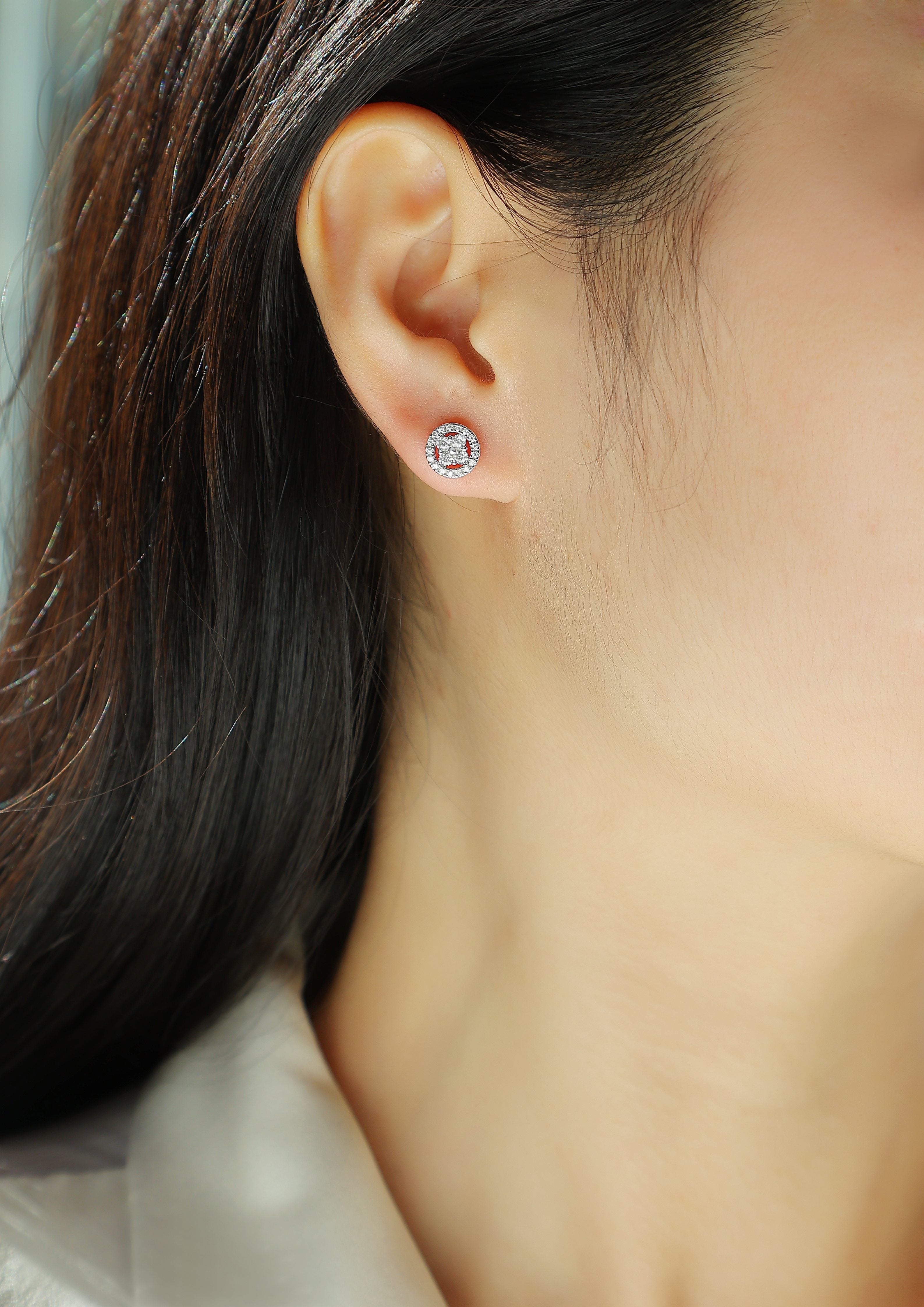 Silver Osmanthus -  Diamond Earrings With Moissanite S925 Sterling Silver And Platinum-plated Stud Earrings