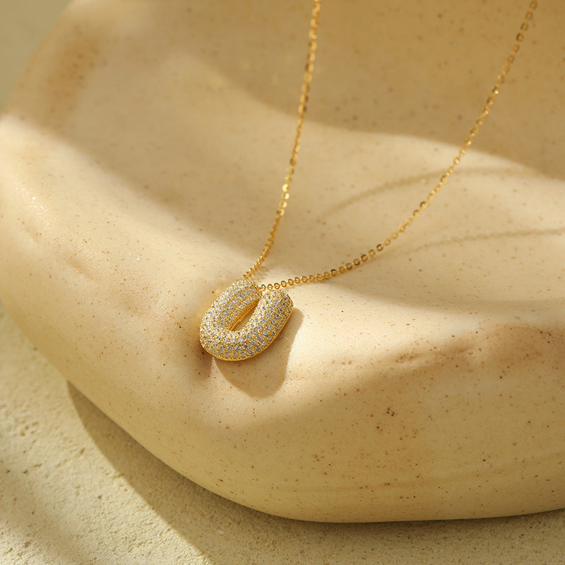 Stainless Steel Bubble Letter Initial Pendant