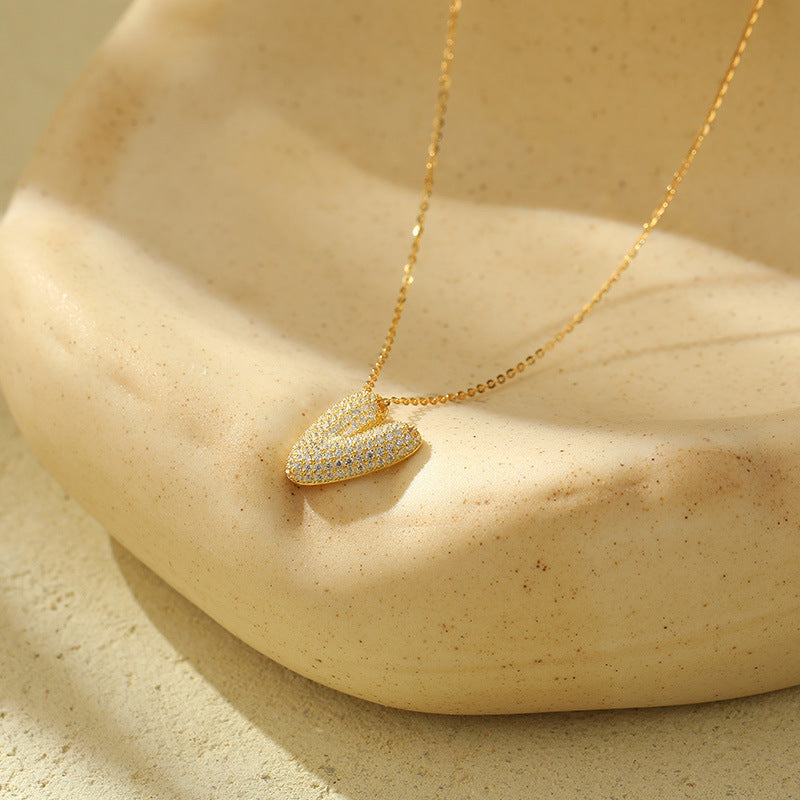 Stainless Steel Bubble Letter Initial Pendant