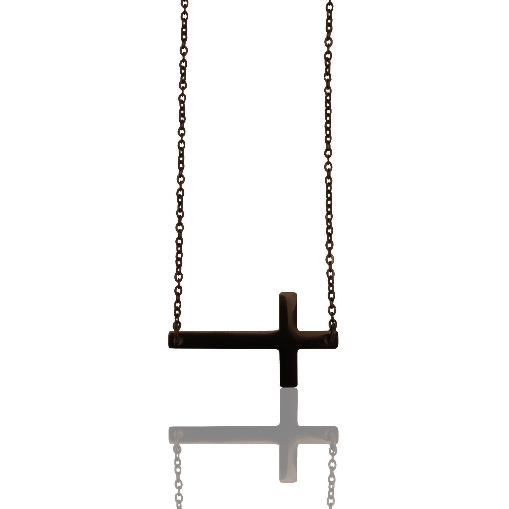 Stainless Steel Horizontal Cross Necklace