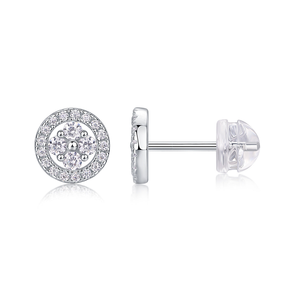 Silver Osmanthus -  Diamond Earrings With Moissanite S925 Sterling Silver And Platinum-plated Stud Earrings