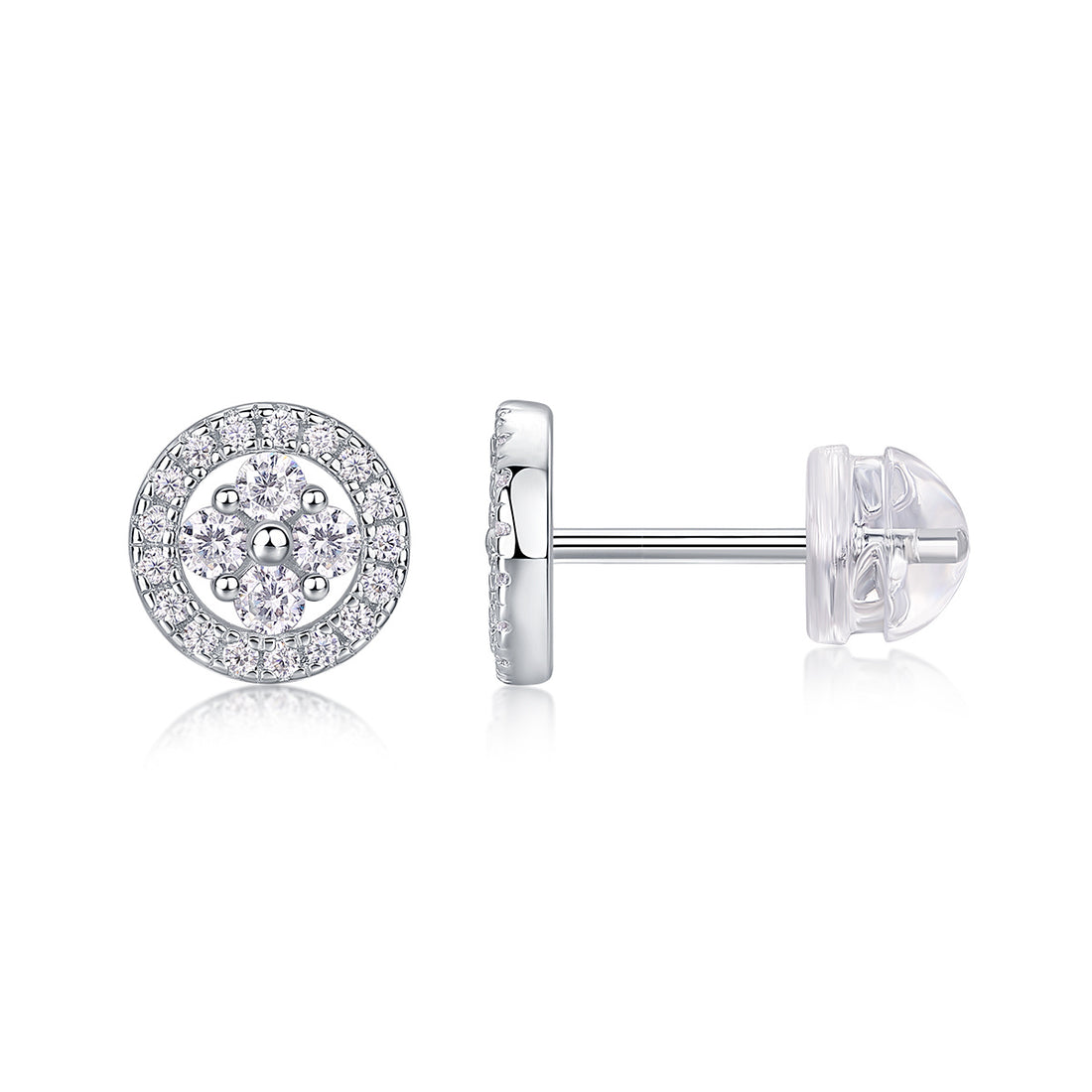 Silver Osmanthus -  Diamond Earrings With Moissanite S925 Sterling Silver And Platinum-plated Stud Earrings