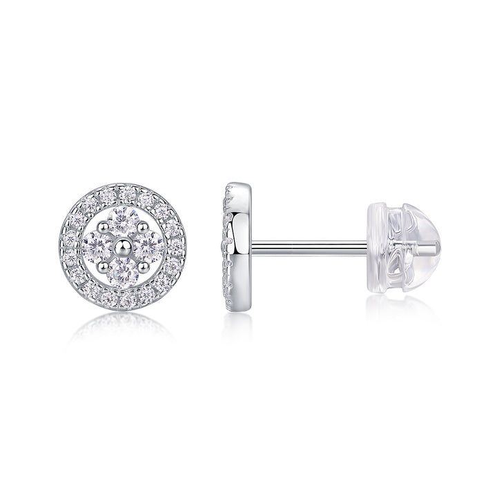 Silver Osmanthus -  Diamond Earrings With Moissanite S925 Sterling Silver And Platinum-plated Stud Earrings