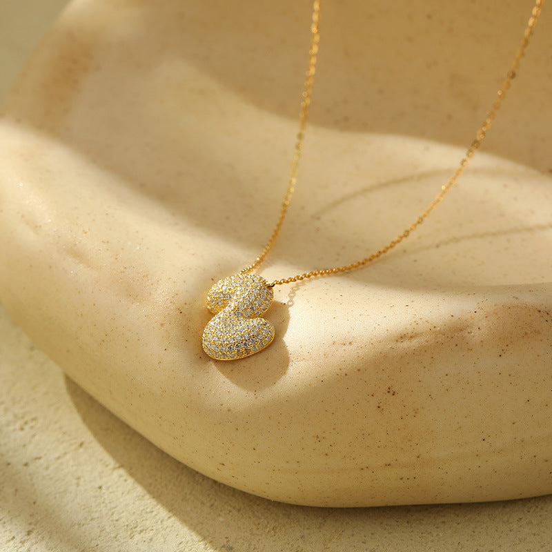 Stainless Steel Bubble Letter Initial Pendant