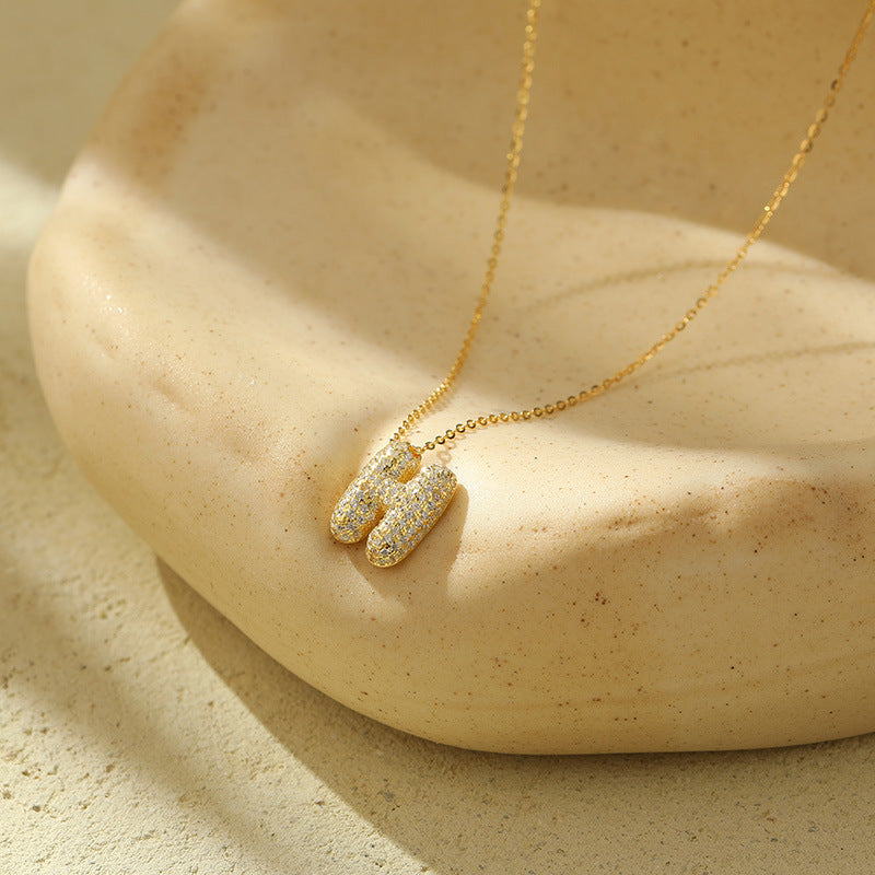 Stainless Steel Bubble Letter Initial Pendant