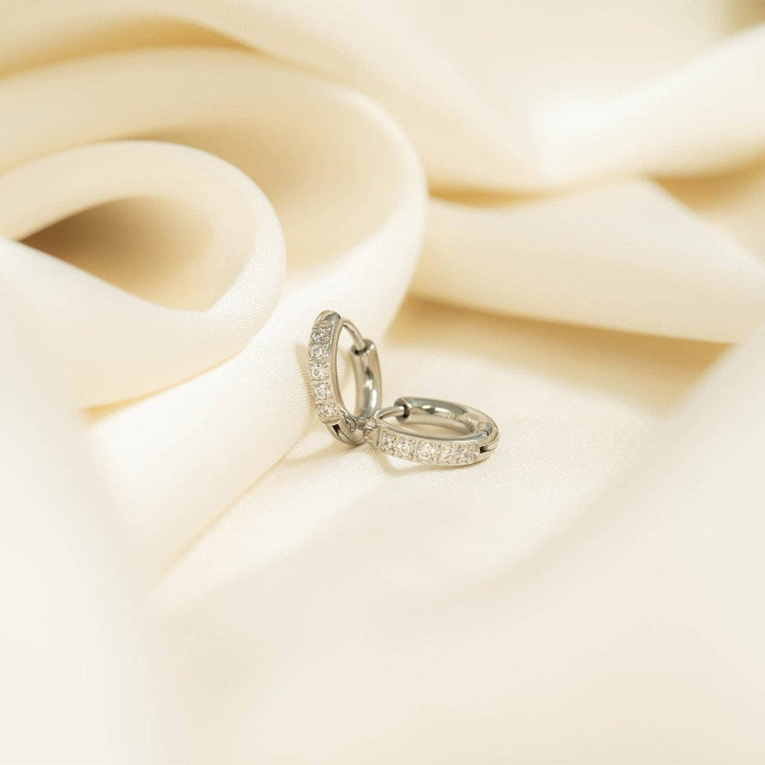 18K Gold PVD Stainless Steel CZ Mini Huggie Earrings