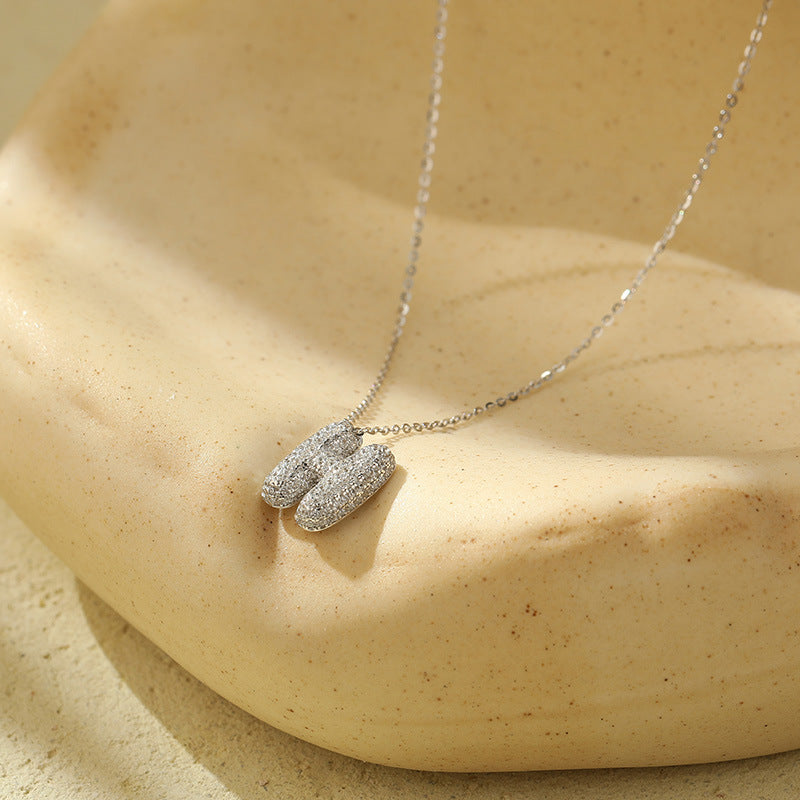 Stainless Steel Bubble Letter Initial Pendant