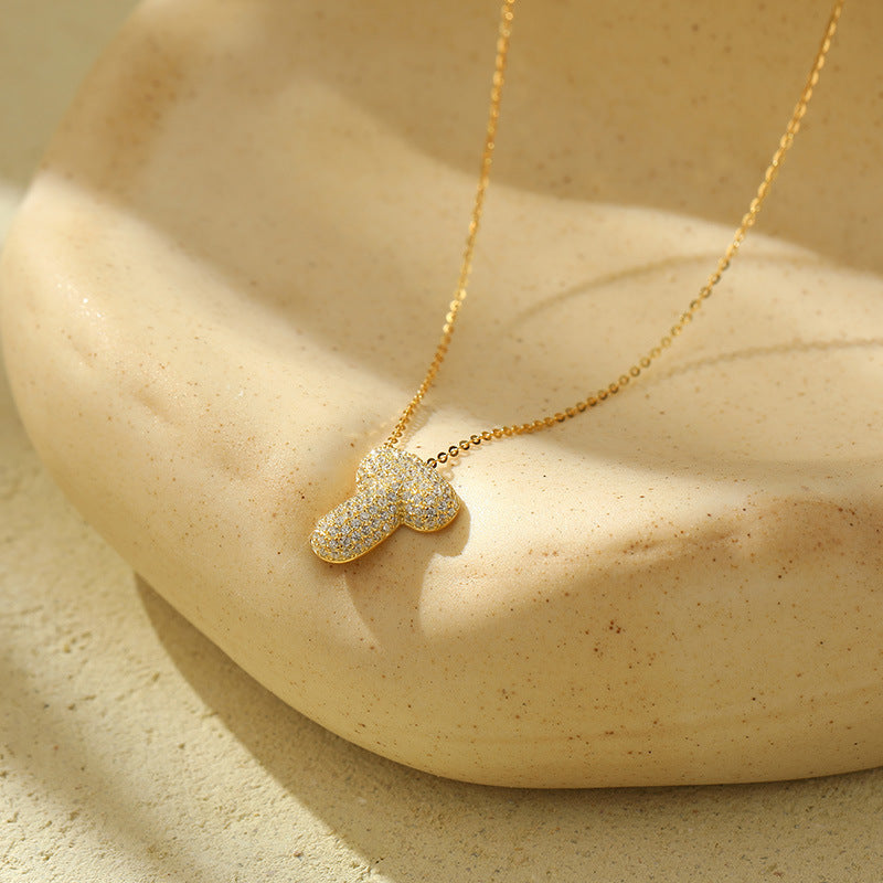 Stainless Steel Bubble Letter Initial Pendant