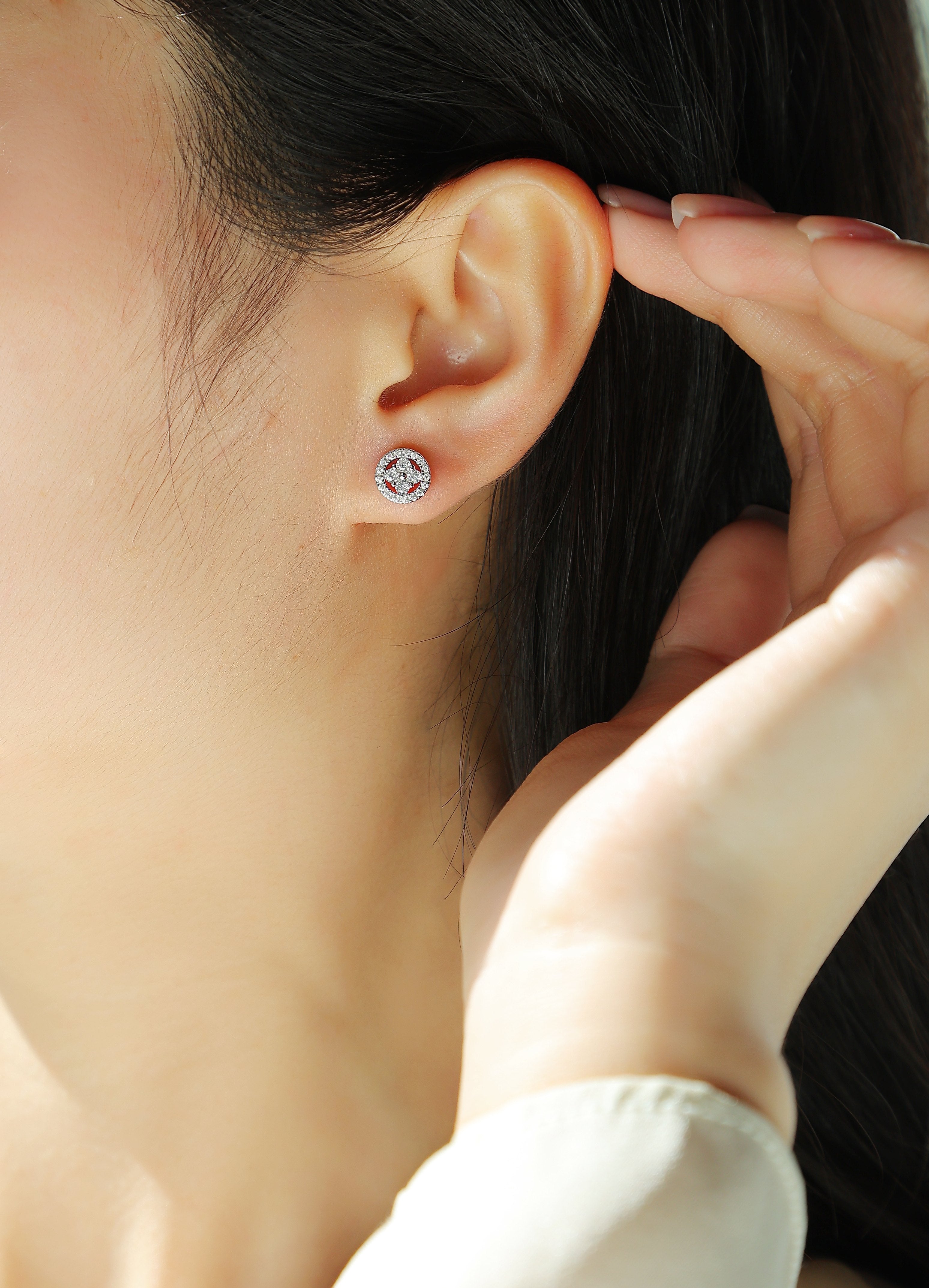 Silver Osmanthus -  Diamond Earrings With Moissanite S925 Sterling Silver And Platinum-plated Stud Earrings