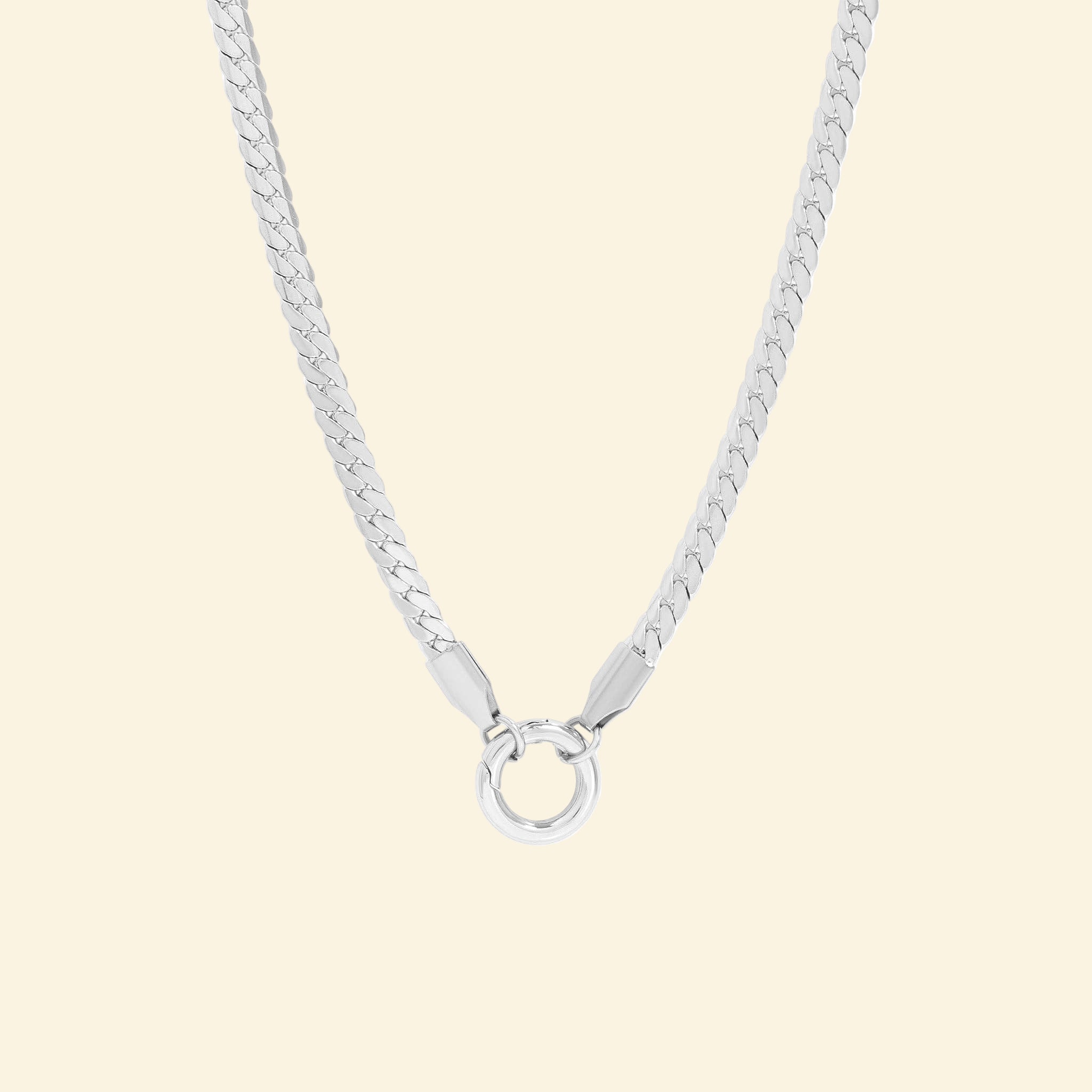 18K Gold PVD Stainless Steel Curb Charm Holder Necklace