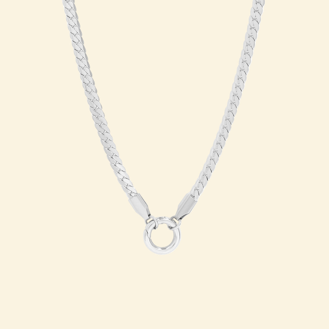 18K Gold PVD Stainless Steel Curb Charm Holder Necklace