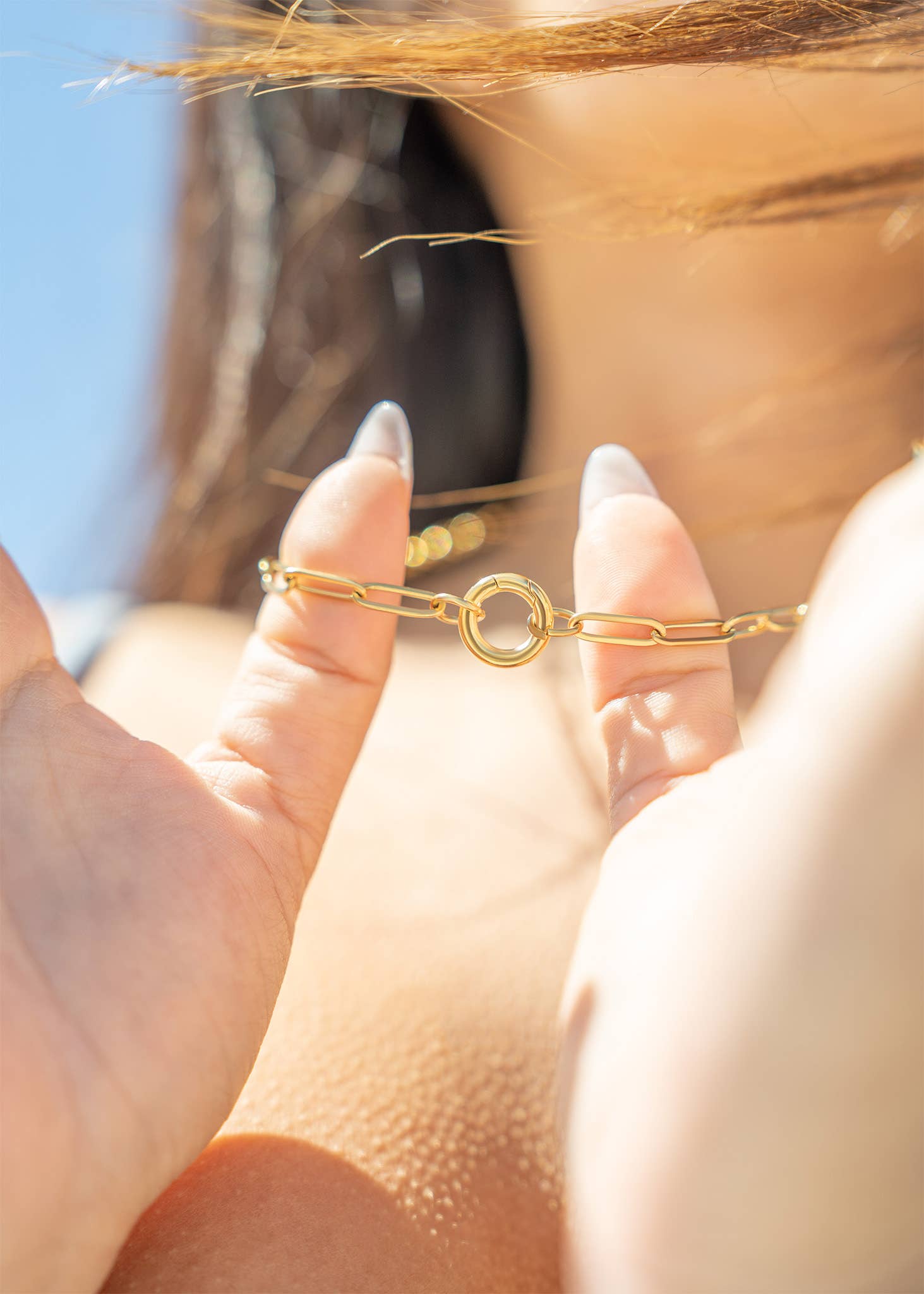 Stainless Steel Paperclip Carabiner Charm Holder Necklace