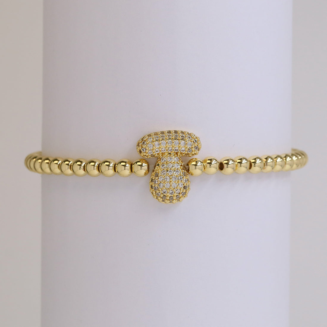 18K Balloon Bubble Zircon Letter Beaded Copper Bead Elastic String Bracelet