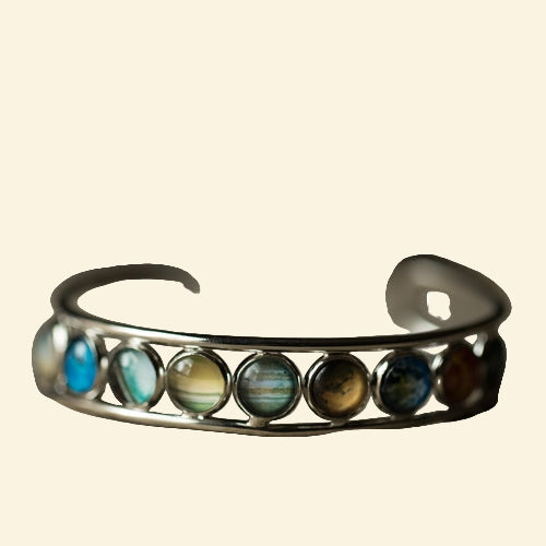 Solar System Silver Bangle Bracelet