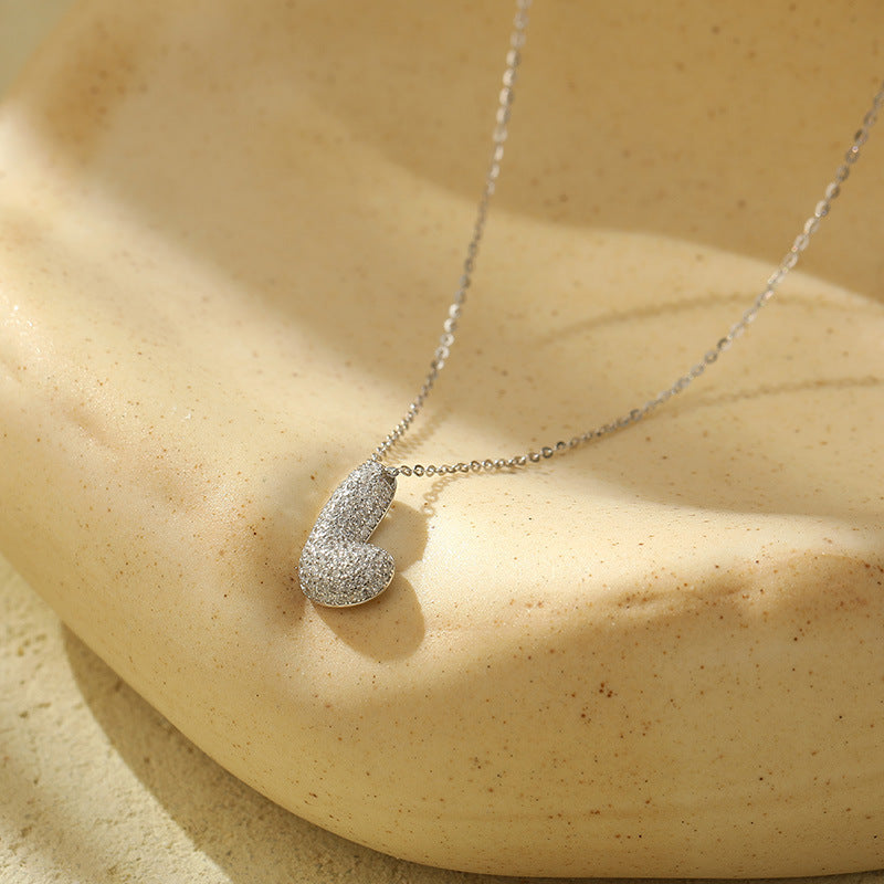 Stainless Steel Bubble Letter Initial Pendant