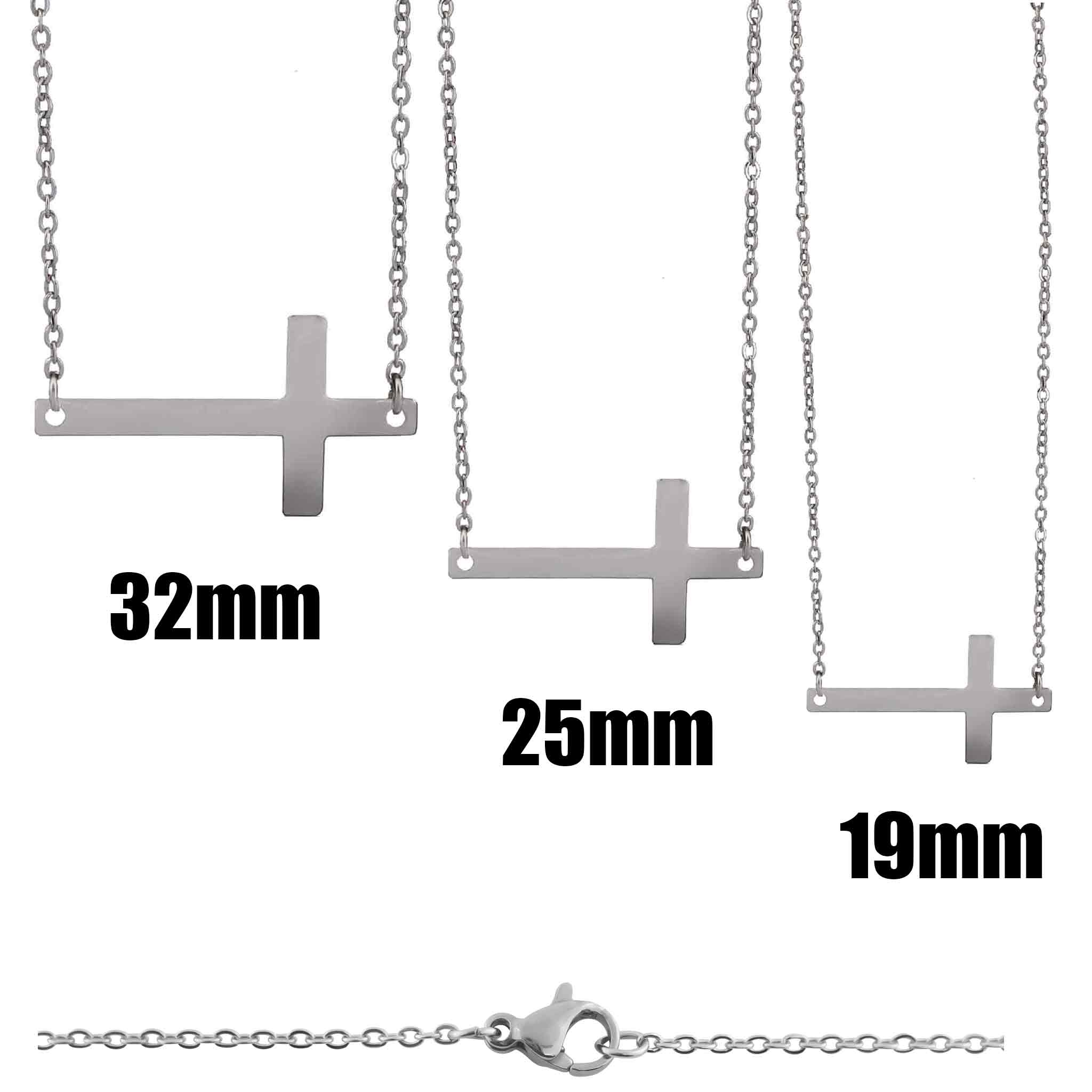 Stainless Steel Horizontal Cross Necklace