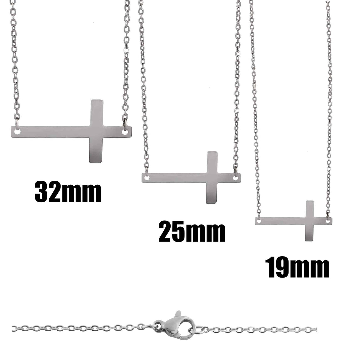 Stainless Steel Horizontal Cross Necklace