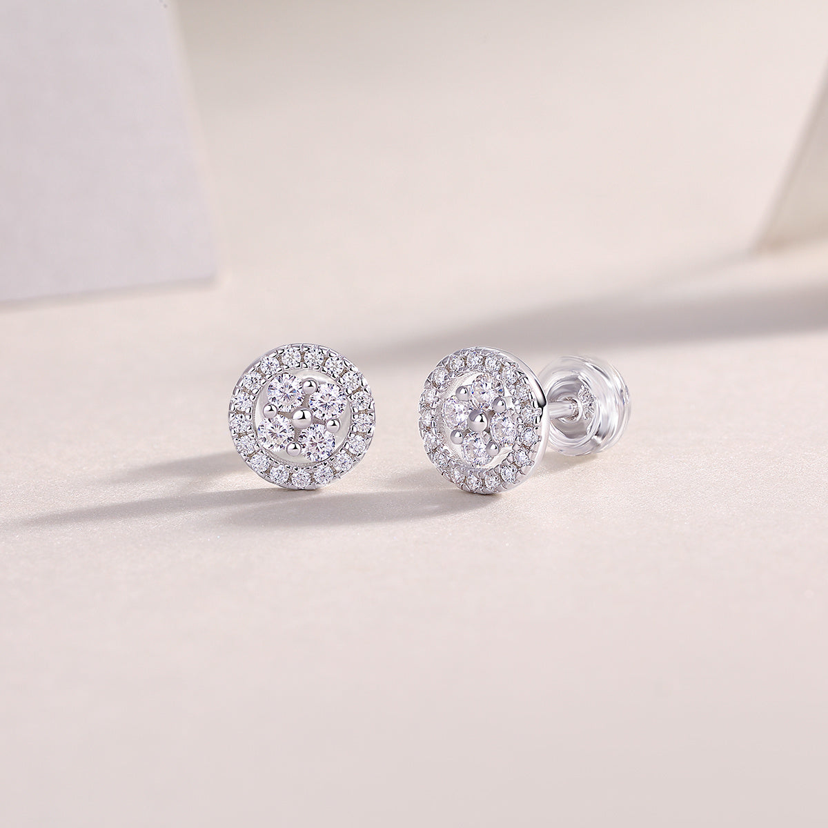 Silver Osmanthus -  Diamond Earrings With Moissanite S925 Sterling Silver And Platinum-plated Stud Earrings