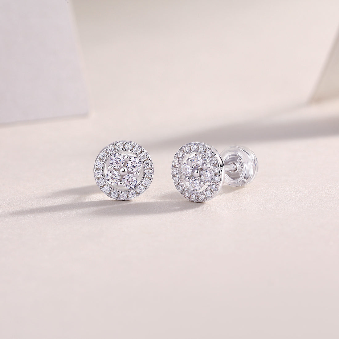 Silver Osmanthus -  Diamond Earrings With Moissanite S925 Sterling Silver And Platinum-plated Stud Earrings
