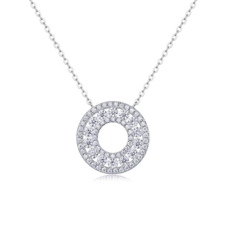 Reciprocating Luxury Fashion Diamond Pendant Necklace Set With Mosan Diamond Silver Ornaments