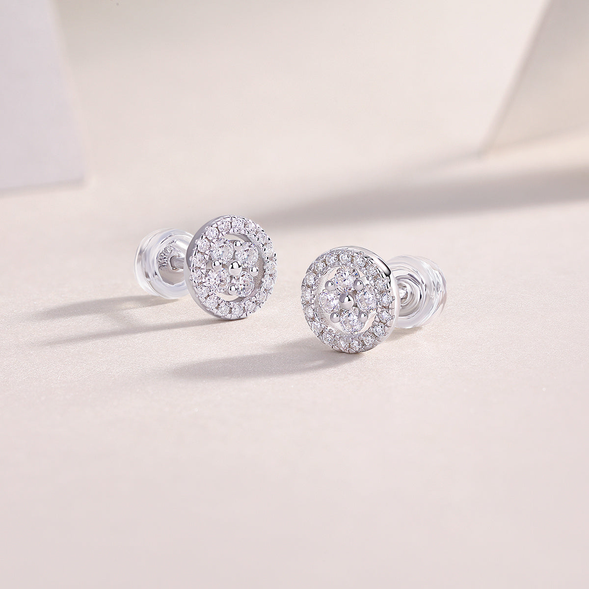 Silver Osmanthus -  Diamond Earrings With Moissanite S925 Sterling Silver And Platinum-plated Stud Earrings