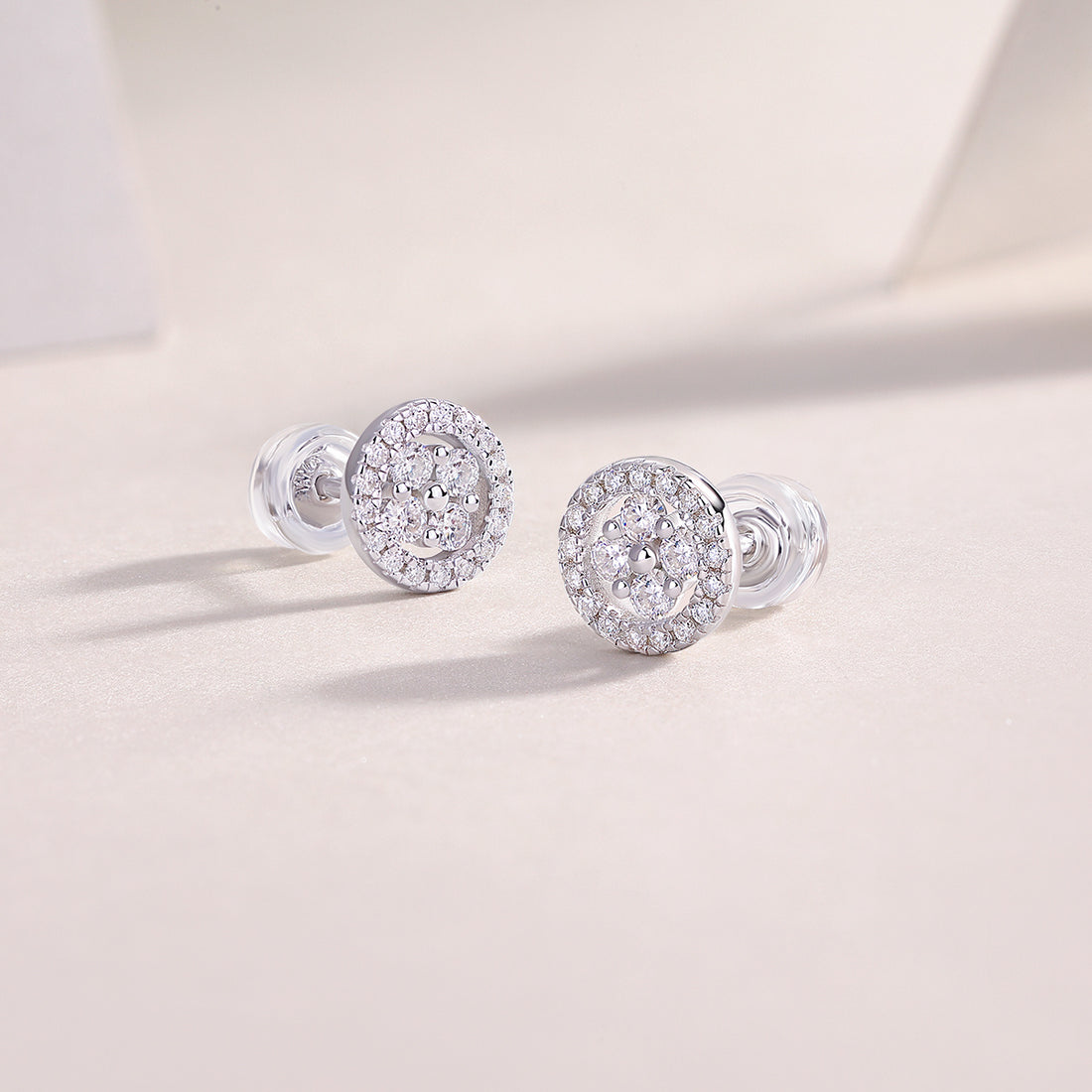 Silver Osmanthus -  Diamond Earrings With Moissanite S925 Sterling Silver And Platinum-plated Stud Earrings
