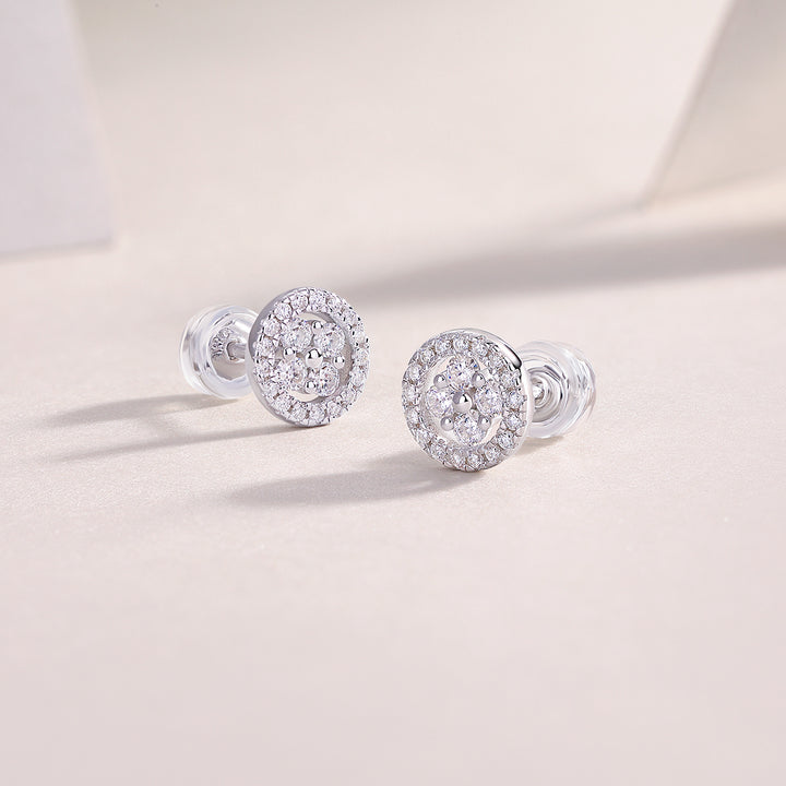 Silver Osmanthus -  Diamond Earrings With Moissanite S925 Sterling Silver And Platinum-plated Stud Earrings