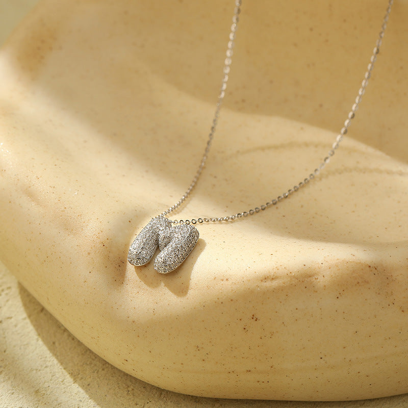 Stainless Steel Bubble Letter Initial Pendant