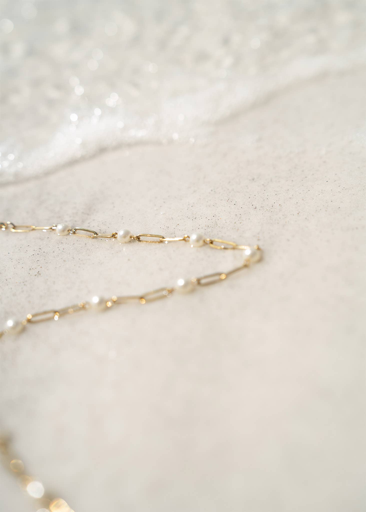 18K Gold PVD Steel Station Pearl Paperclip Chain Necklace