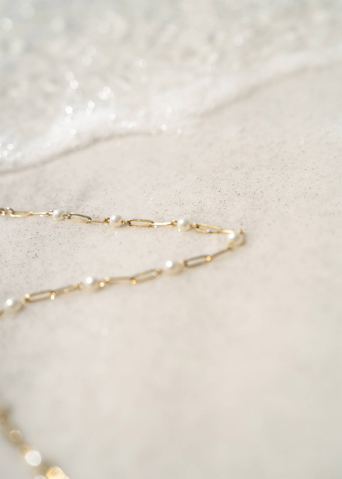 18K Gold PVD Steel Station Pearl Paperclip Chain Necklace