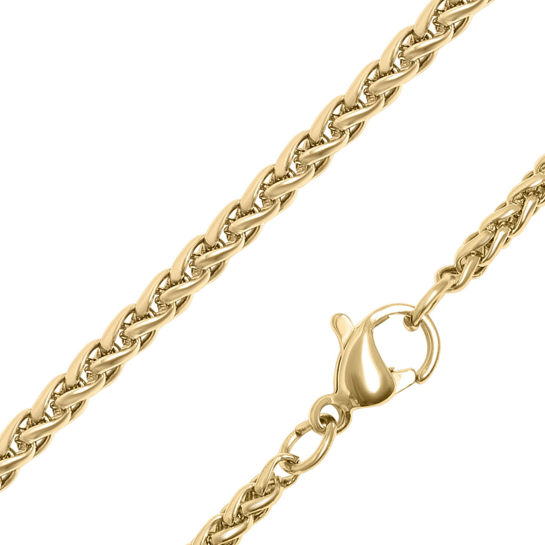 Stainless Steel Gold Wheat Chain Necklace