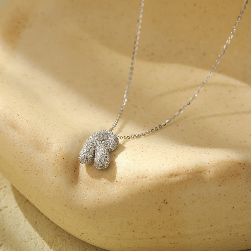 Stainless Steel Bubble Letter Initial Pendant