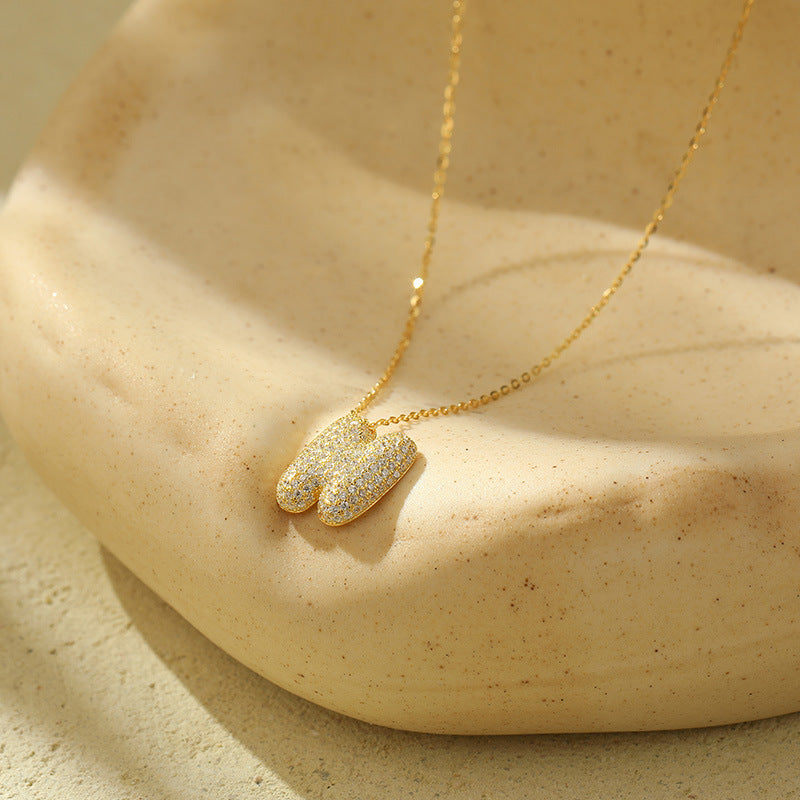 Stainless Steel Bubble Letter Initial Pendant