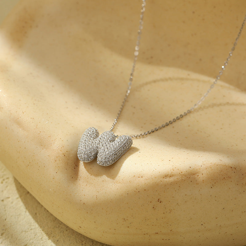Stainless Steel Bubble Letter Initial Pendant