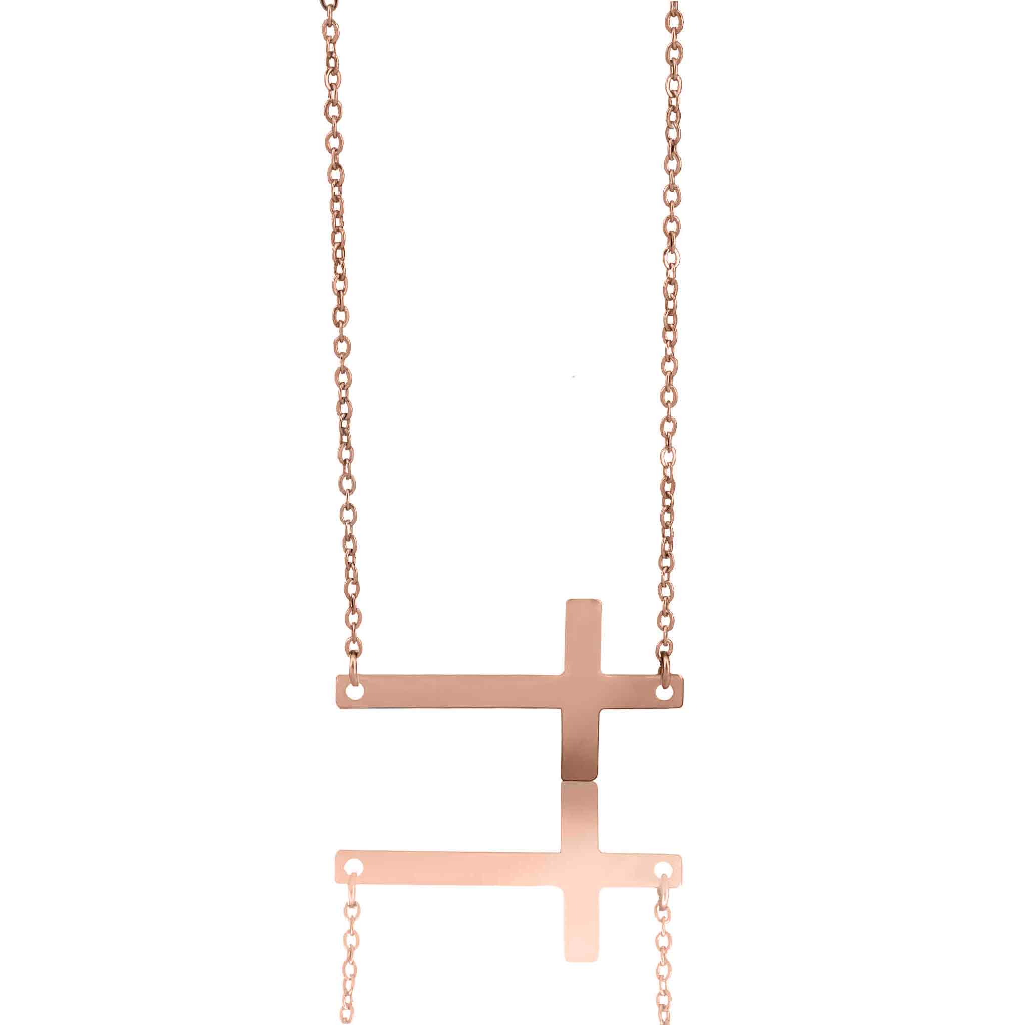 Stainless Steel Horizontal Cross Necklace