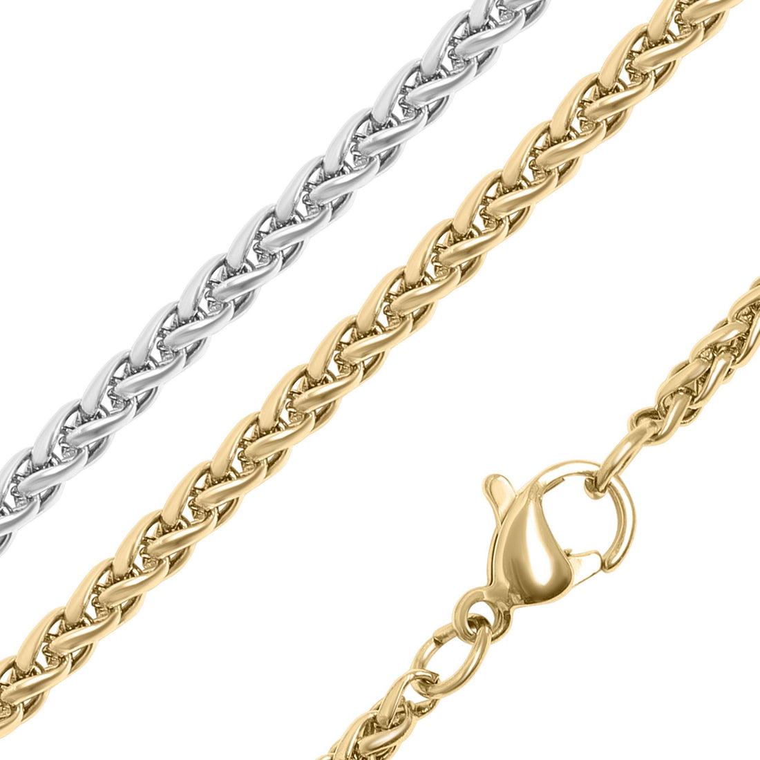 Stainless Steel Gold Wheat Chain Necklace